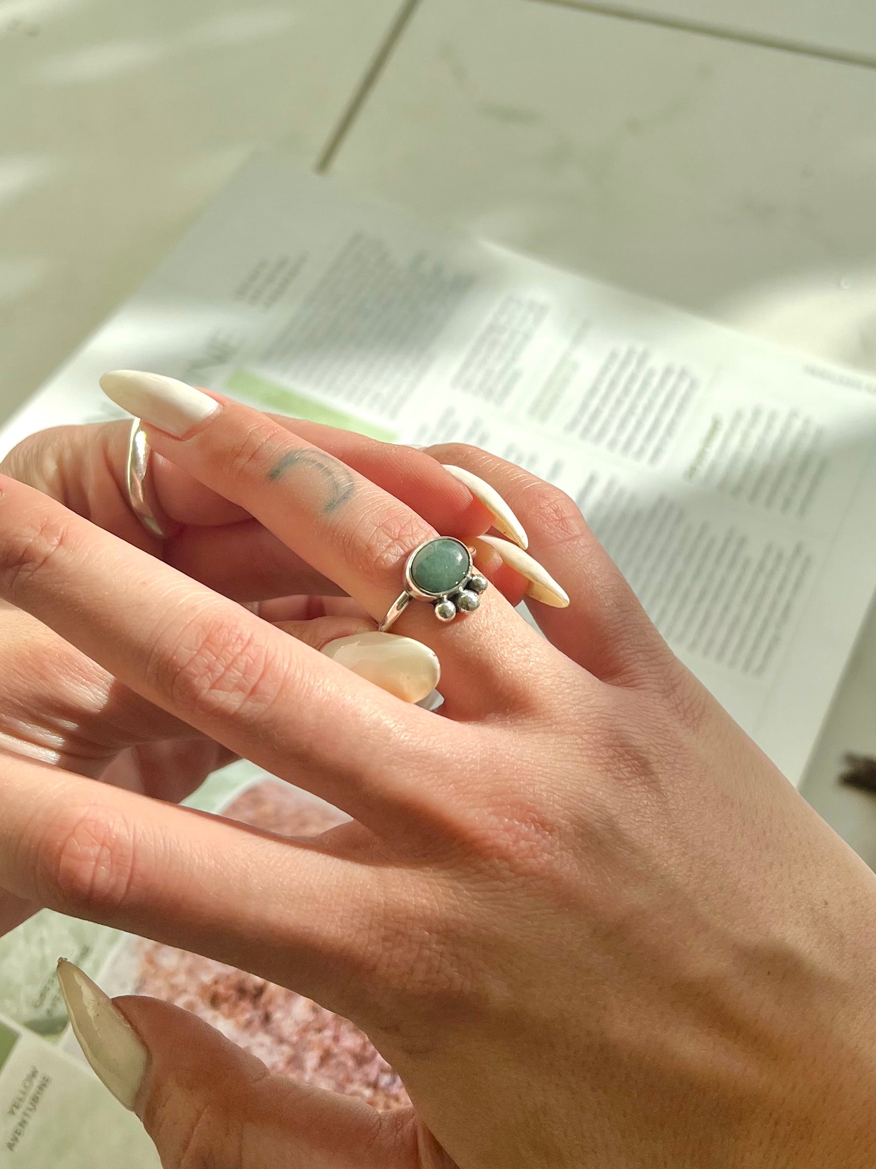 Green aventurine ring