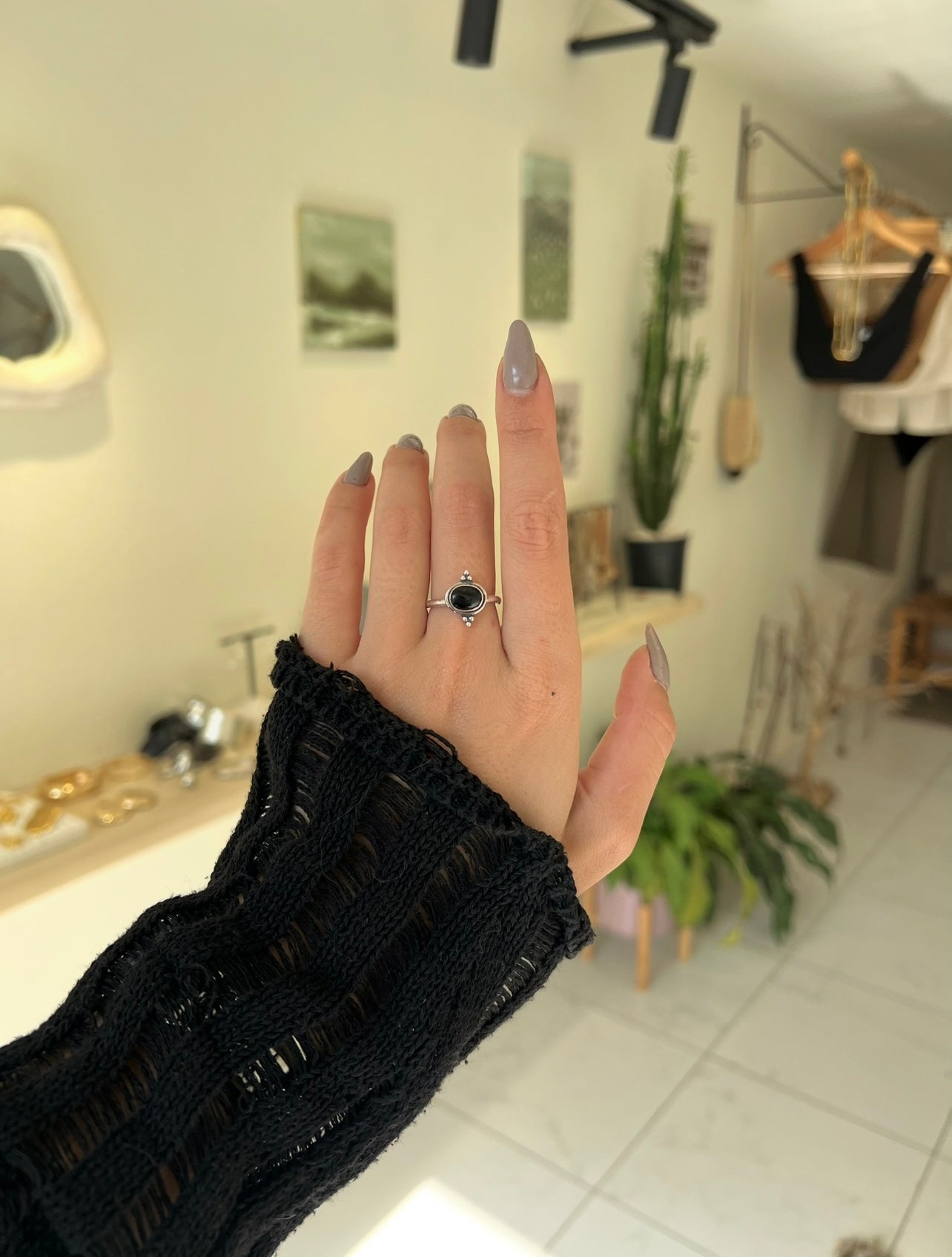 Black agate ring