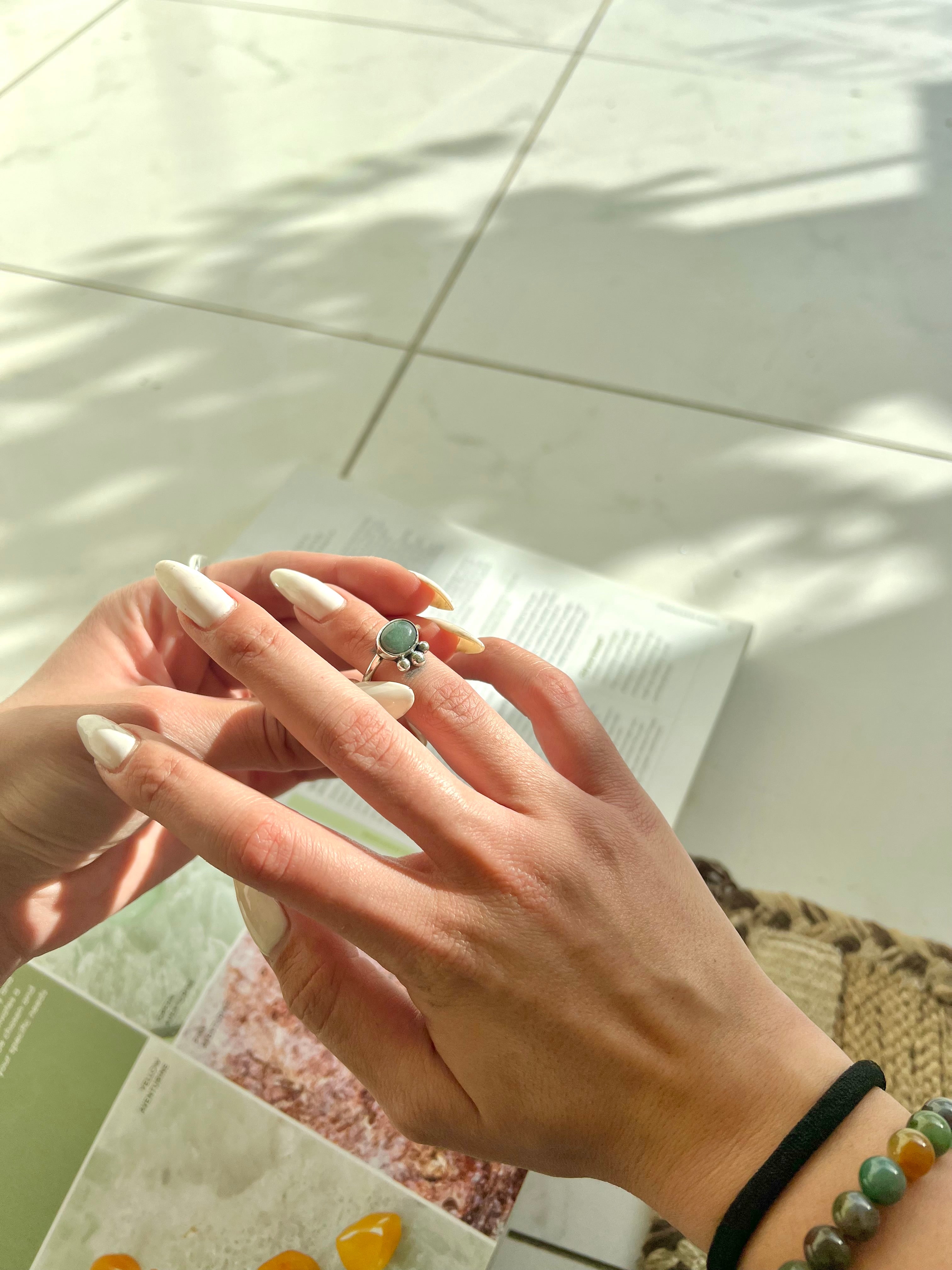 Green aventurine ring